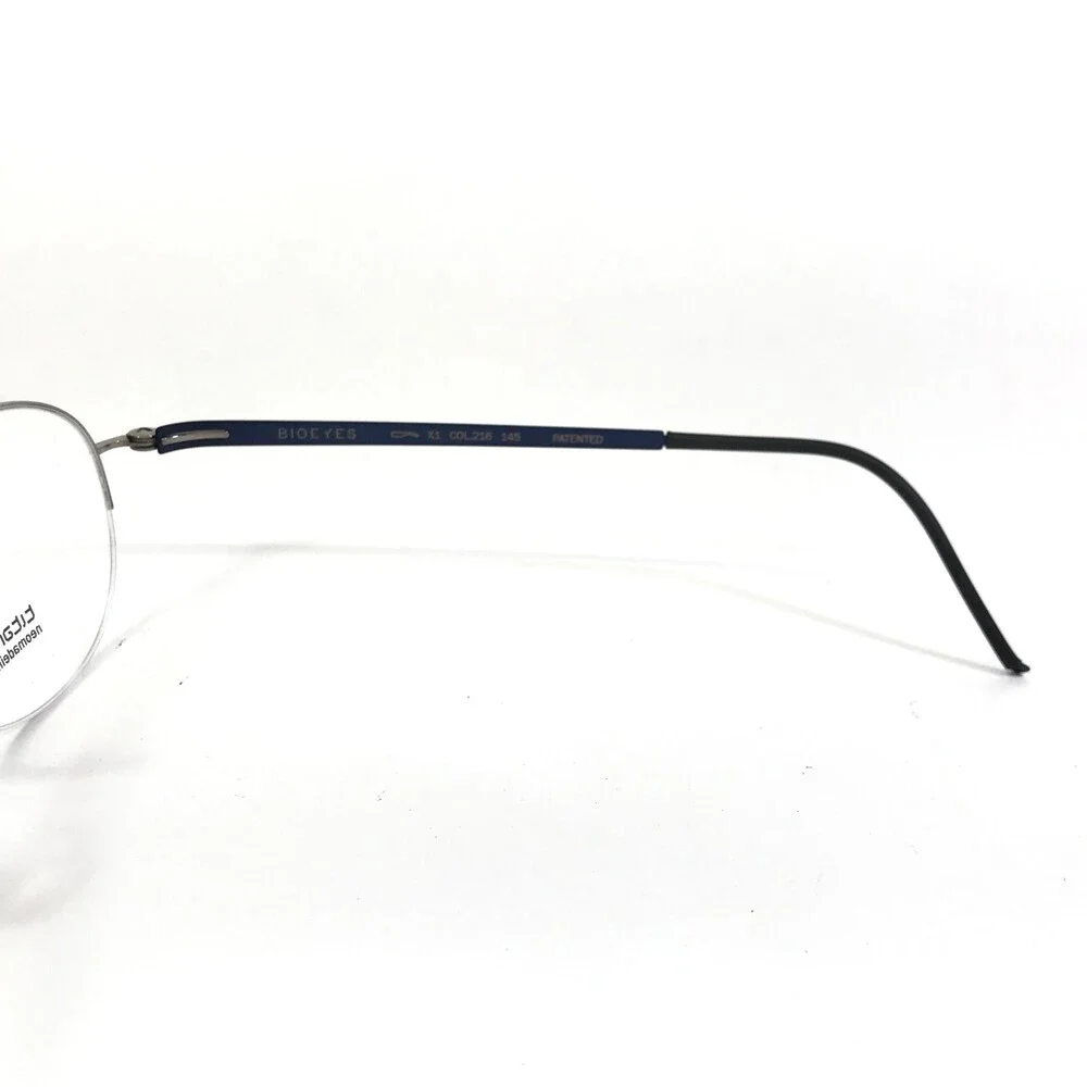 Blackfin Eyeglasses Frames X1 COL.216 Blue Black Silver Round Half Rim 54-14-145